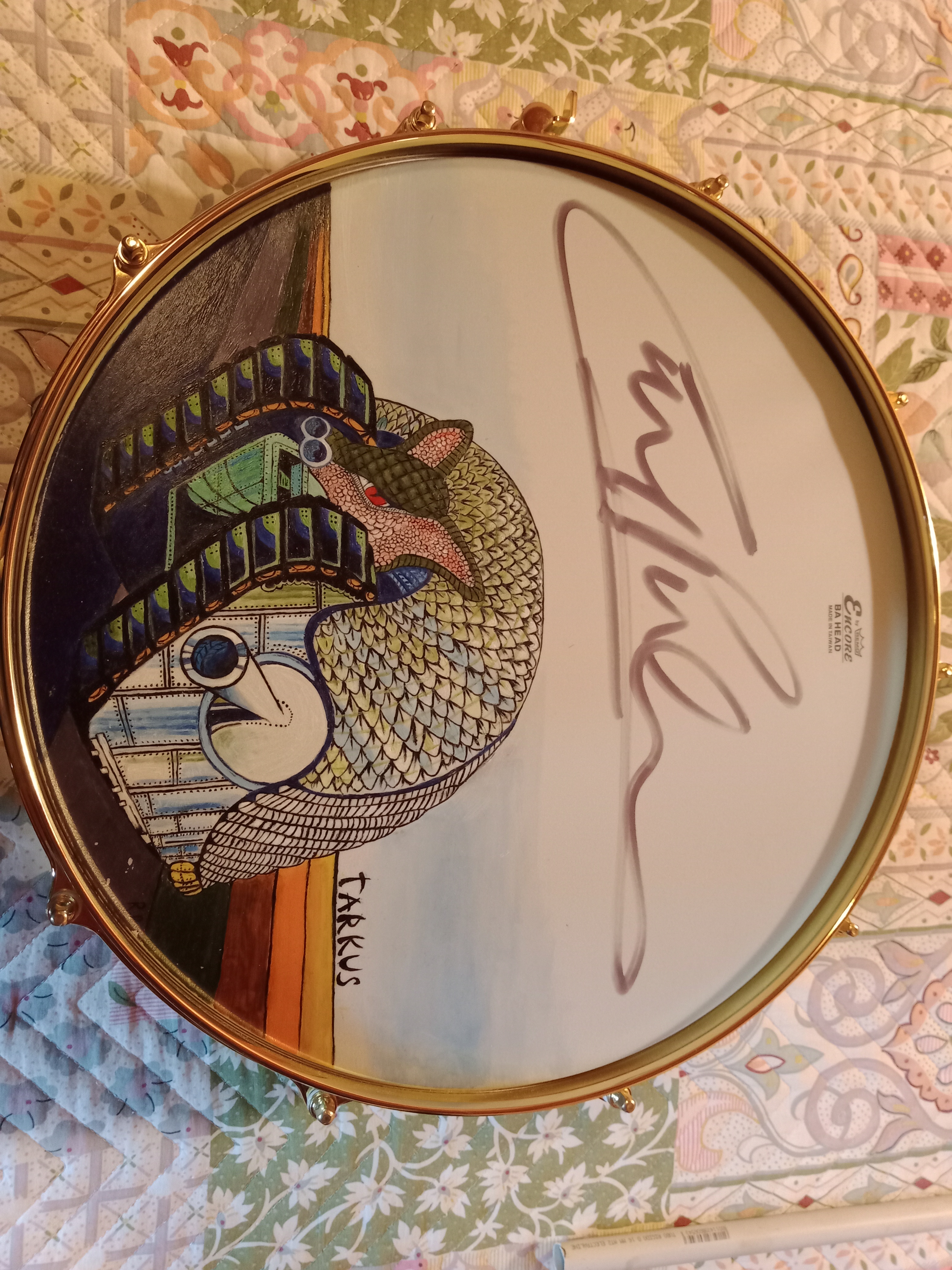 Ludwig Venus Carl Palmer  autografata con dipinto Tarkus