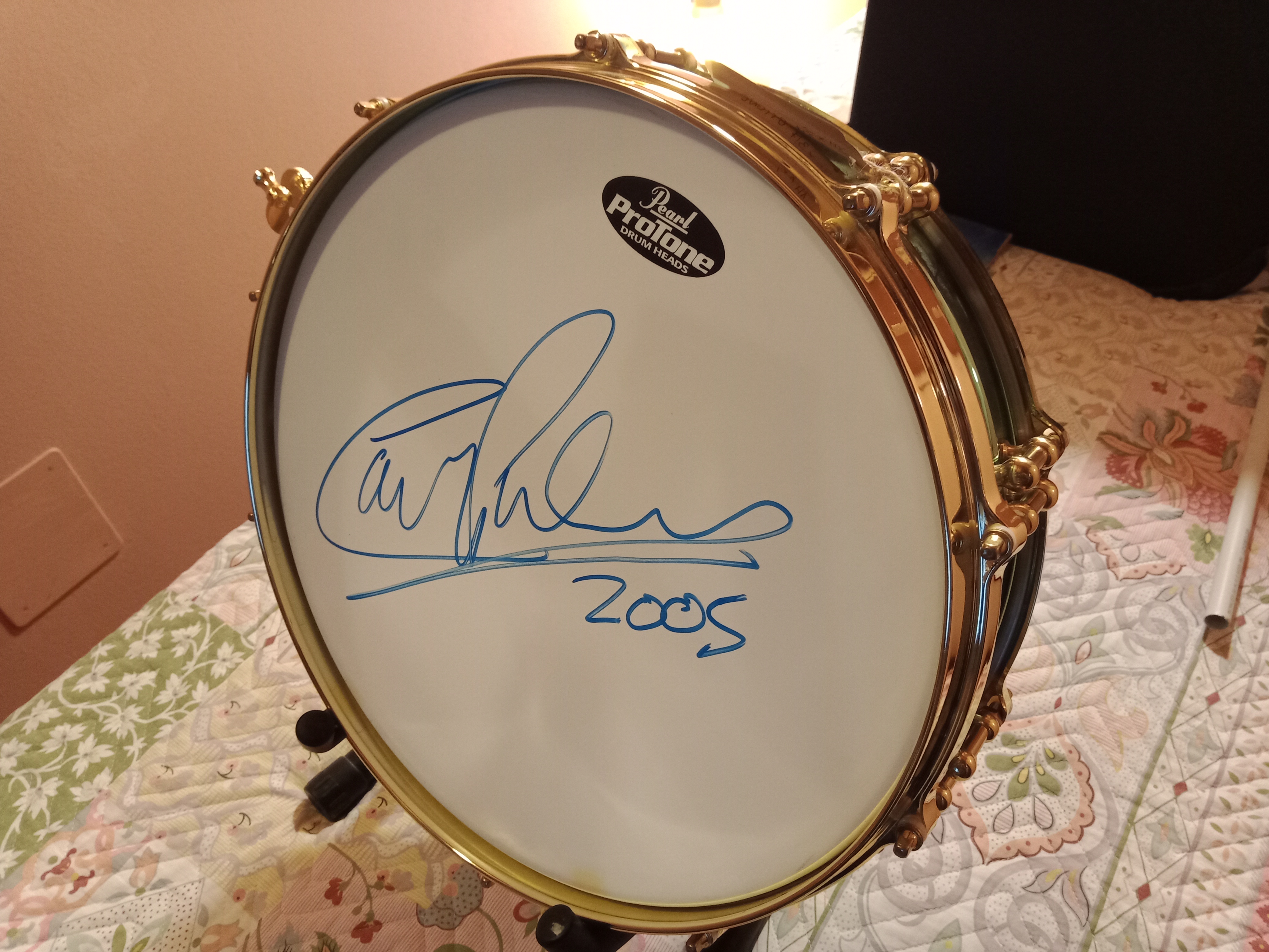 Ludwig Venus Carl Palmer pelle autografata